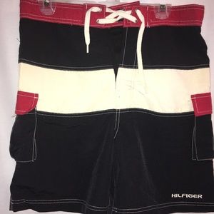 Vintage Tommy Hilfiger Board Shorts Med. Spell Out